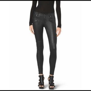 Michael Kors black leather skinny pants